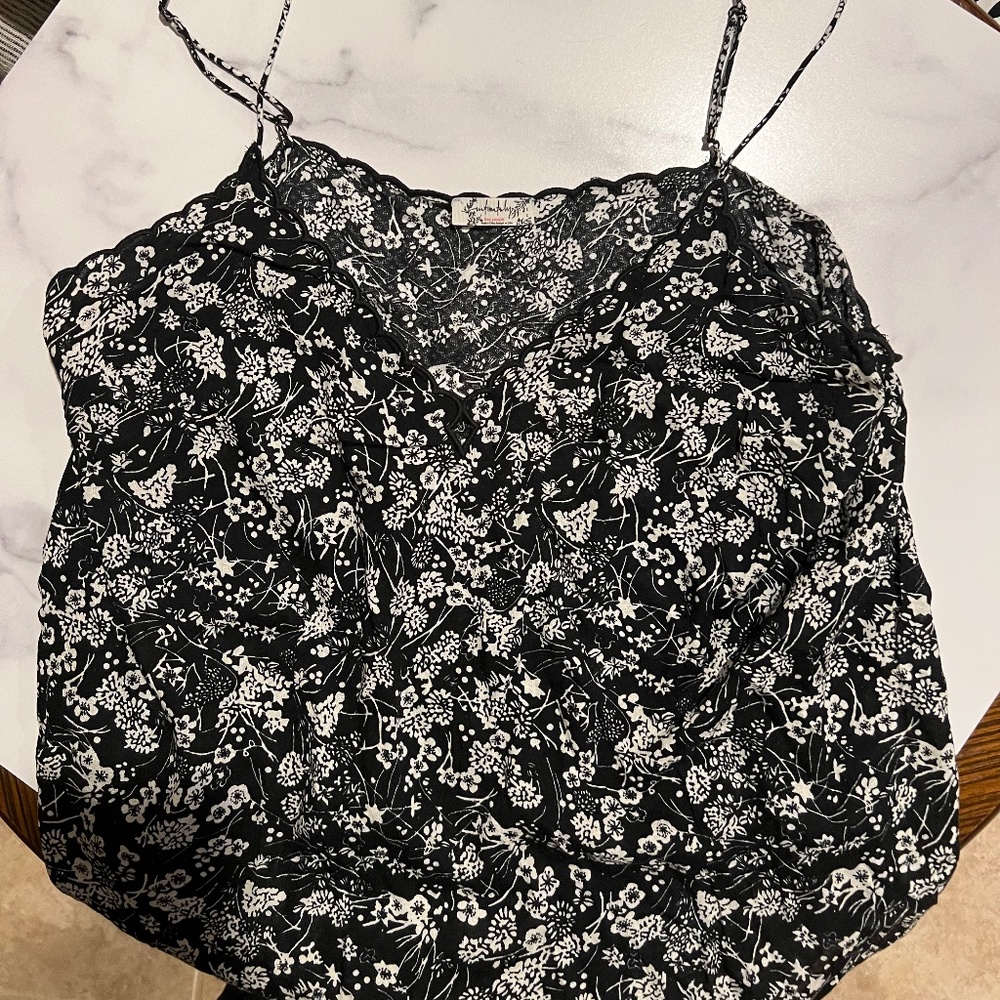Intimately Free People Black Kora Floral Printed Woven Cami Tank Adjust Straps - Picture 10 of 12
